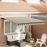 Retractable Awning Green, Yellow 300 x 250 cm Fabric, Metal