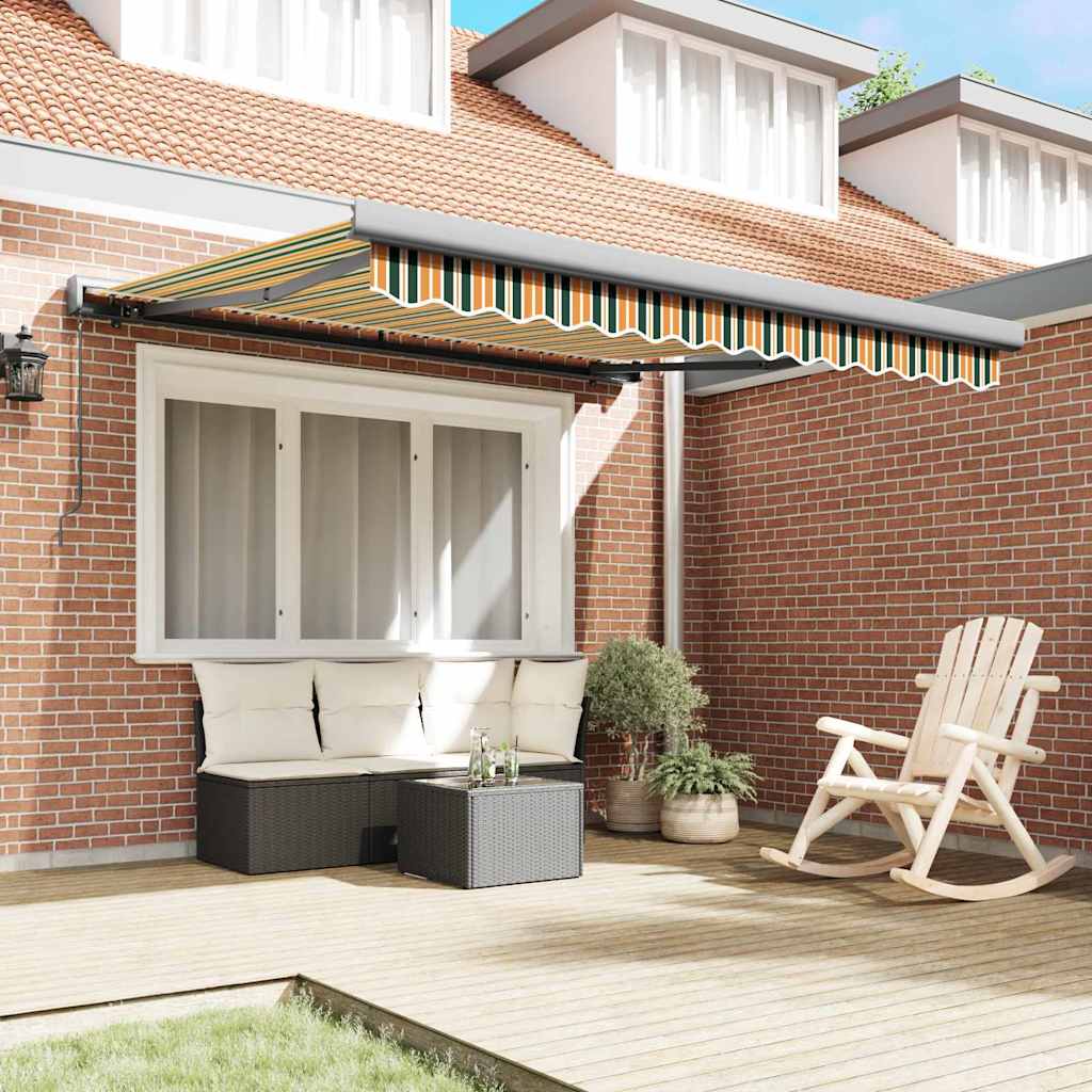 Retractable Awning Green, Yellow 300 x 250 cm Fabric, Metal