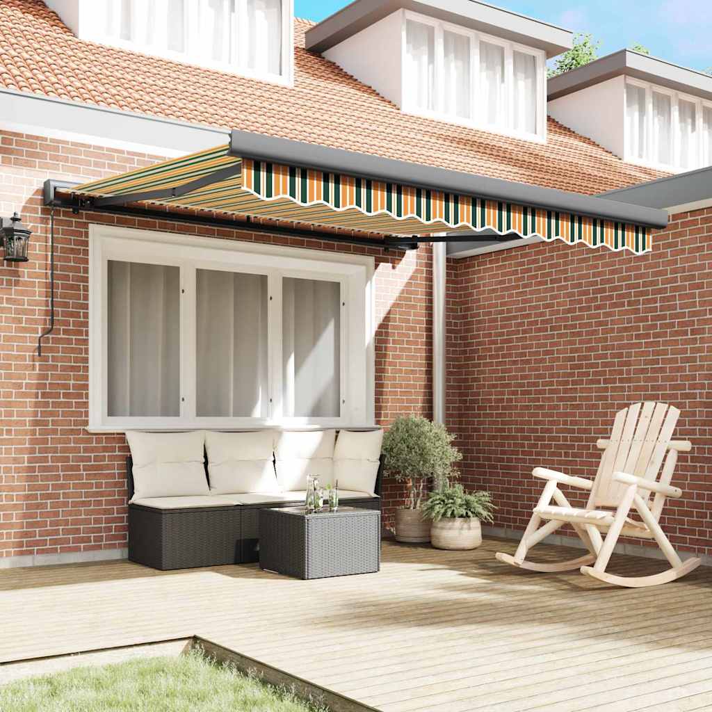 Retractable Awning Green and Yellow 300 x 250 cm