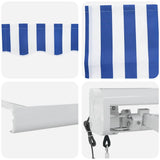 Retractable Awning Blue and White 350 x 250 cm Fabric and Metal