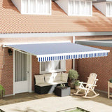 Retractable Awning Blue and White 350 x 250 cm Fabric and Metal