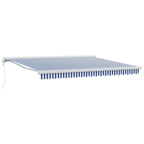 Retractable Awning Blue and White 350 x 250 cm Fabric and Metal