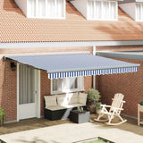 Retractable Awning Blue and white 350 x 250 cm Fabric, Metal