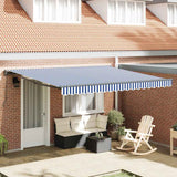 Retractable Awning Blue and White 350 x 250 cm Fabric and Metal