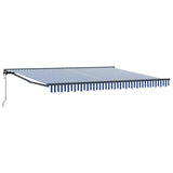 Retractable Awning Blue and white 350 x 250 cm Fabric, Metal
