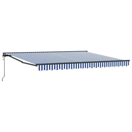 Retractable Awning Blue and white 350 x 250 cm Fabric, Metal