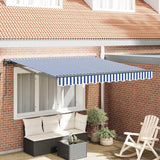 Retractable Awning Manual Blue and White 350x250 cm Fabric