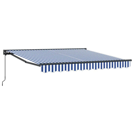 Retractable Awning Manual Blue and White 350x250 cm Fabric