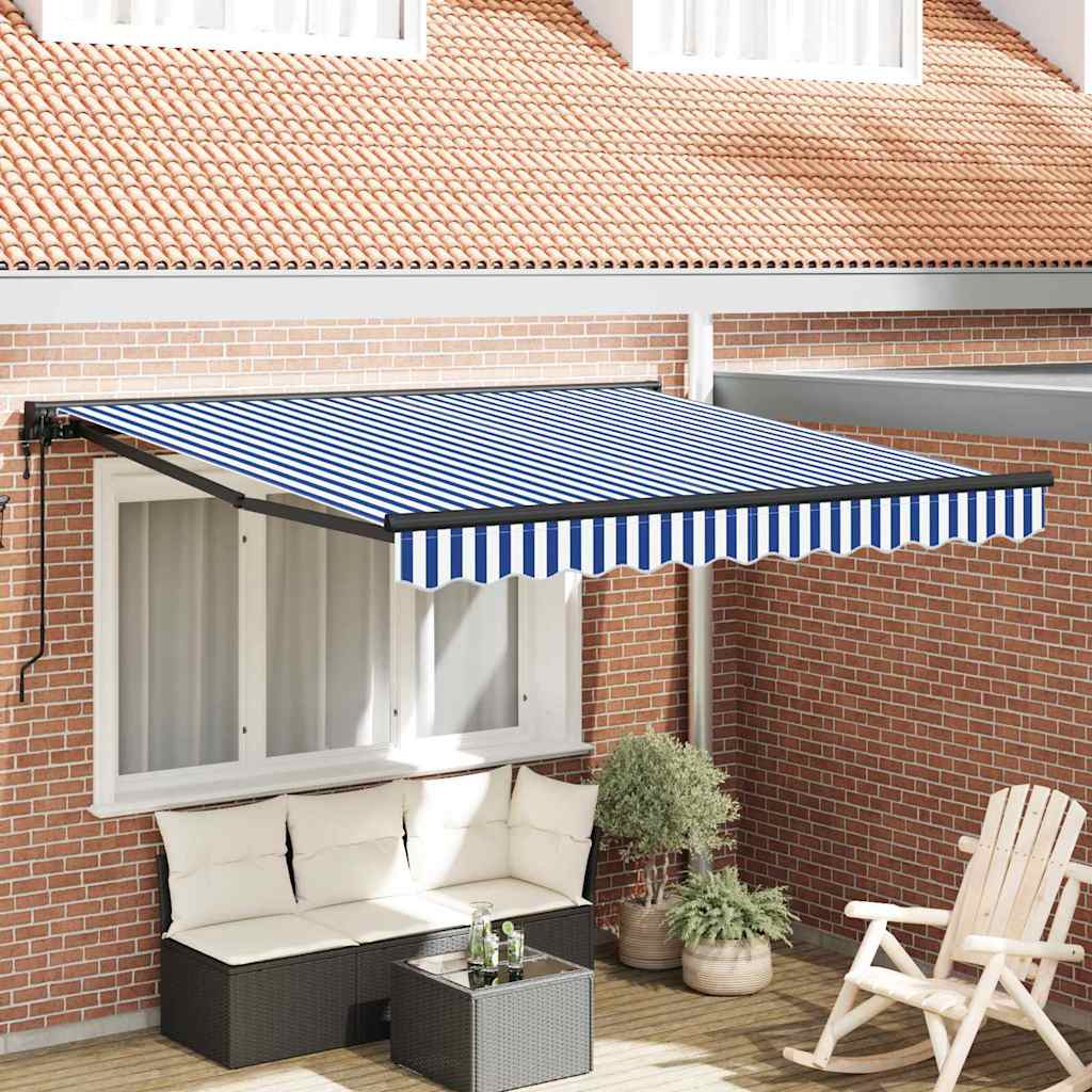Retractable Awning Blue and White 350x250 cm Fabric