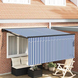 Retractable Awning Manual Blue and anthracite 350 x 250 cm