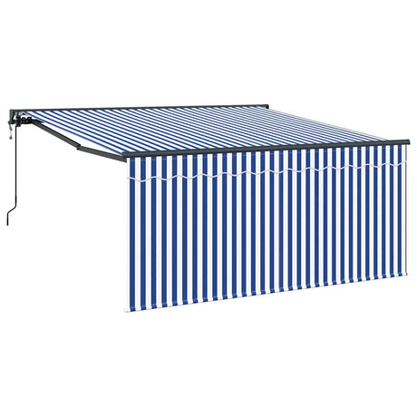 Retractable Awning Manual Blue and anthracite 350 x 250 cm