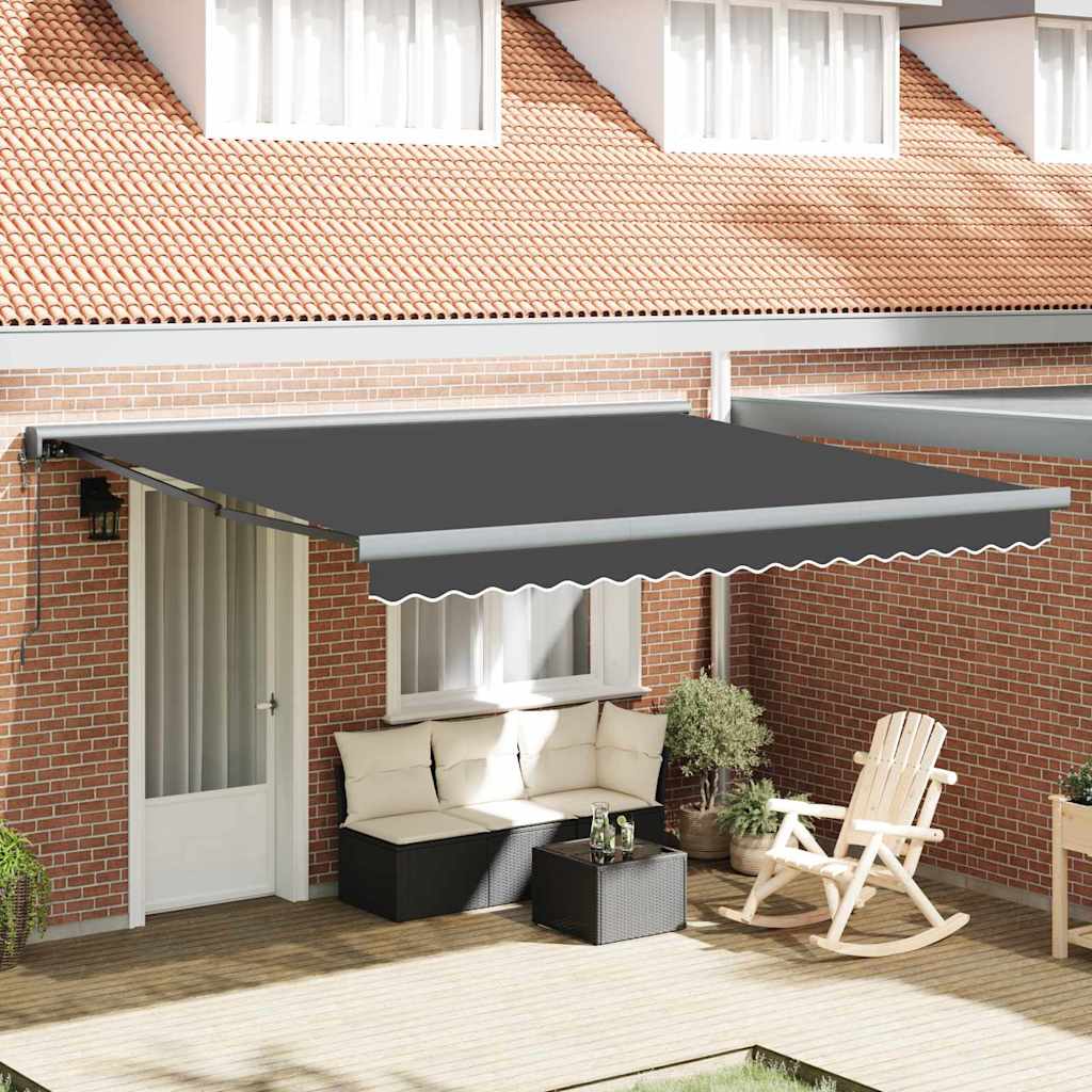 Retractable Awning Orange and white 350 x 250 cm Fabric, Metal