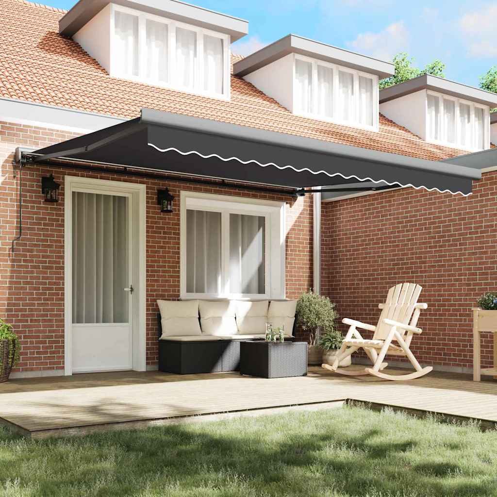 Retractable Awning Orange and white 350 x 250 cm Fabric, Metal