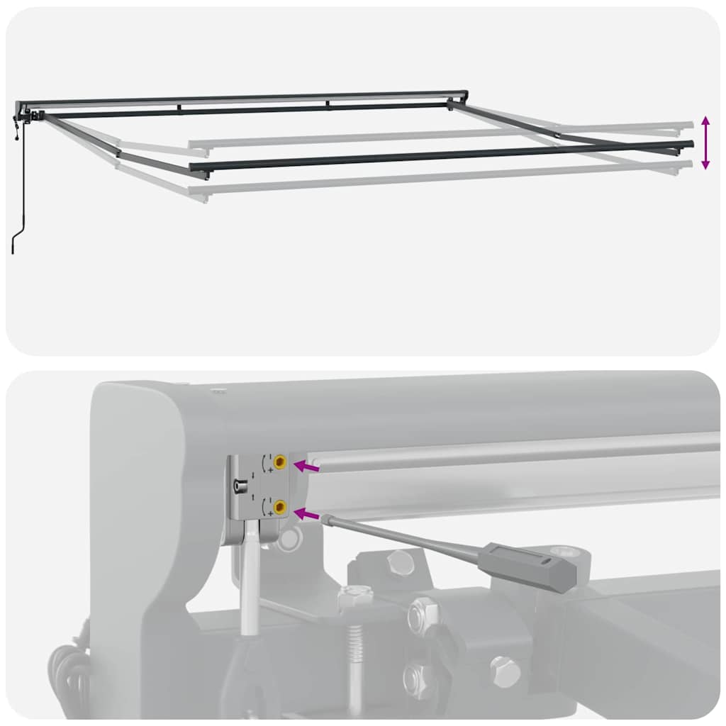 Retractable Awning Orange and white 350 x 250 cm Fabric, Metal