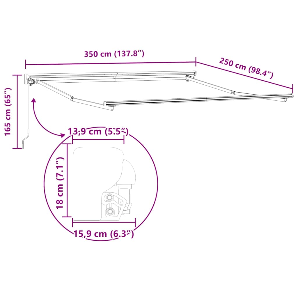 Retractable Awning Manual Orange and White 350x250 cm Fabric