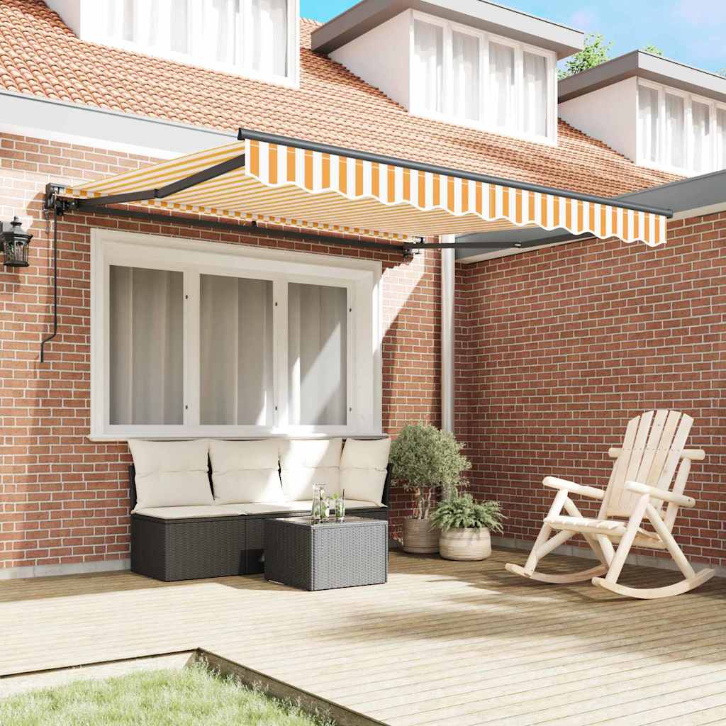 Retractable Awning Orange and White 350x250 cm Fabric
