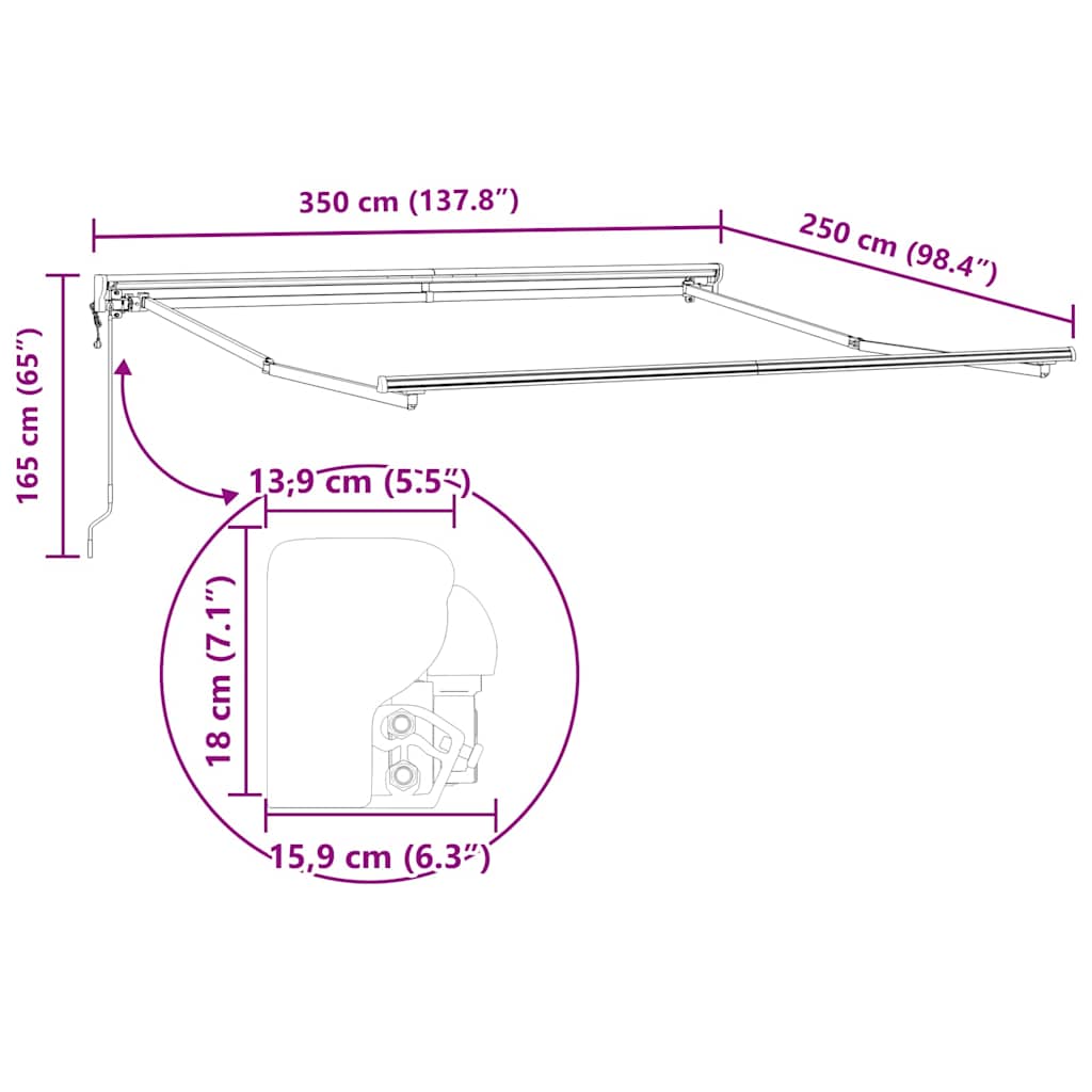 Retractable Awning Orange and White 350x250 cm Fabric