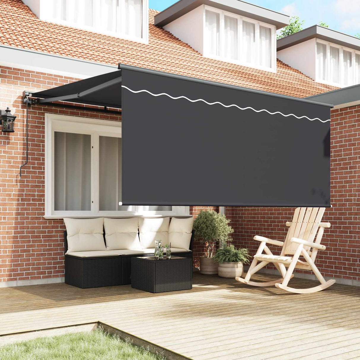 Retractable Awning Manual Anthracite 350 x 300 cm