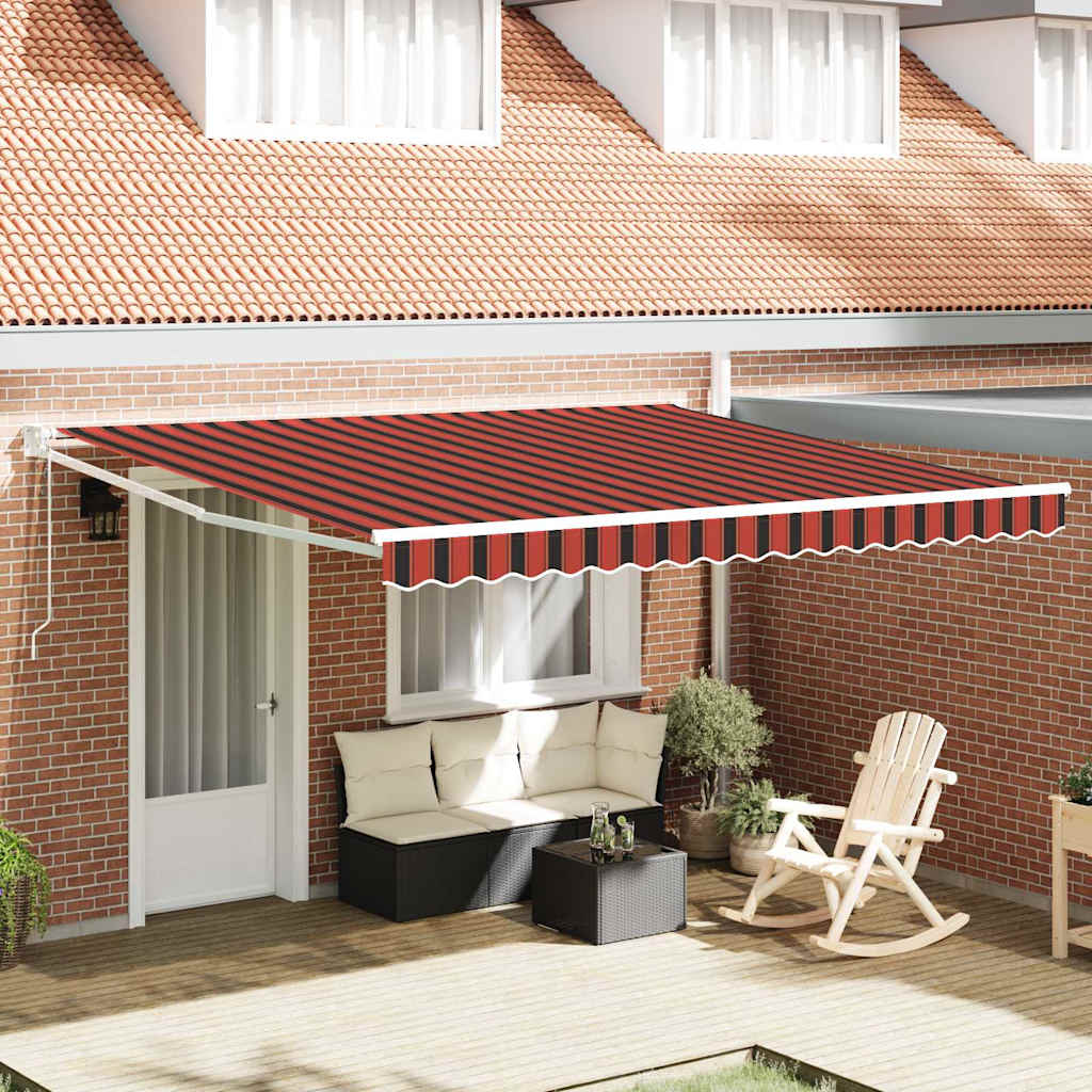 Retractable Awning Red and Black 350 x 250 cm Fabric and Steel
