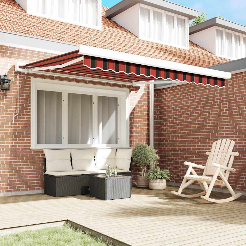 Retractable Awning Orange, Brown 350 x 250 cm Fabric, Metal