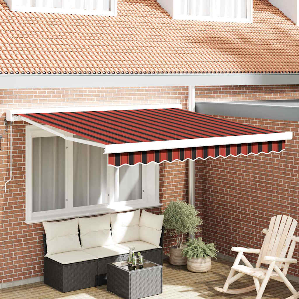 Retractable Awning Orange and brown 350 x 250 cm Fabric, Metal