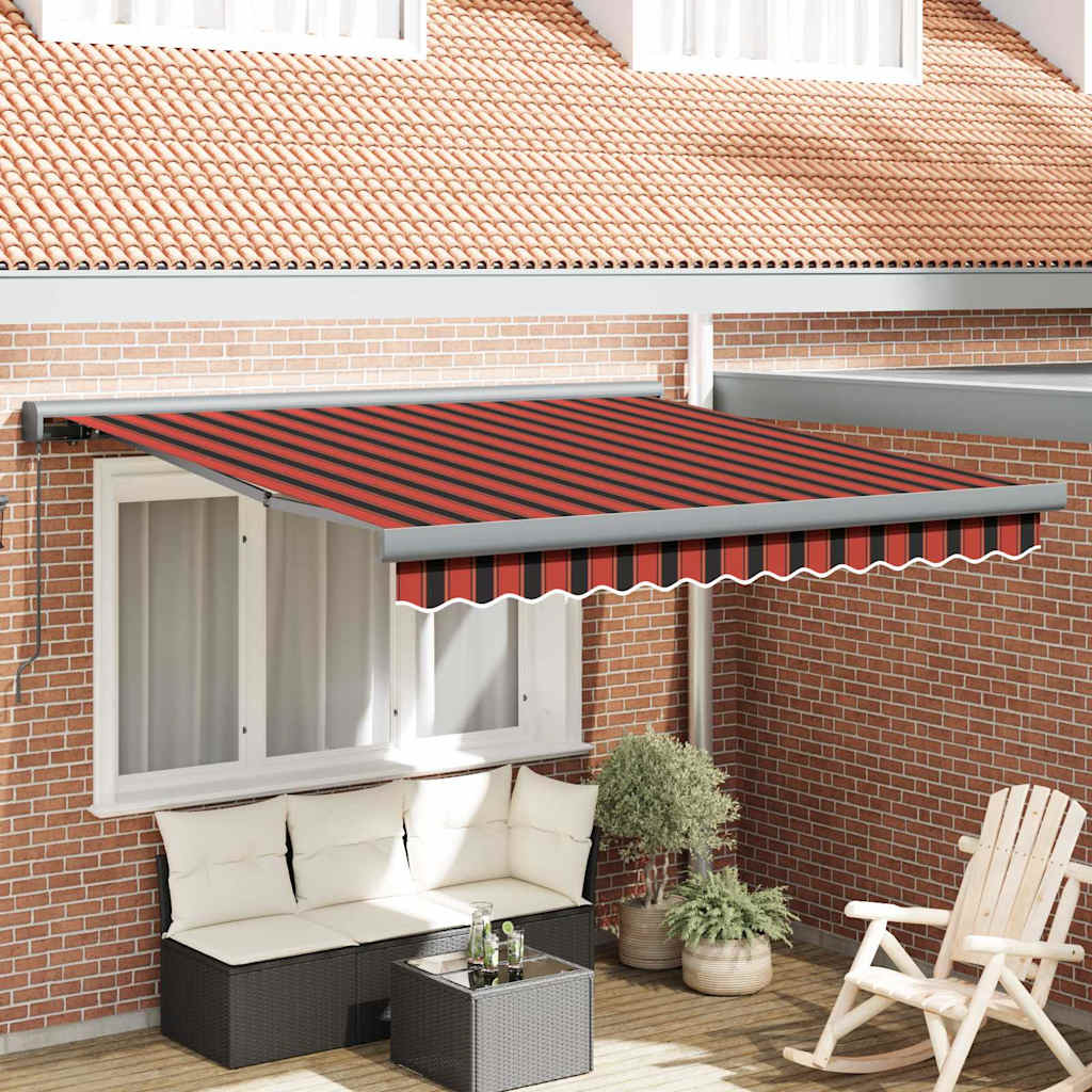 Retractable Awning Orange, Brown 350 x 250 cm Fabric, Metal