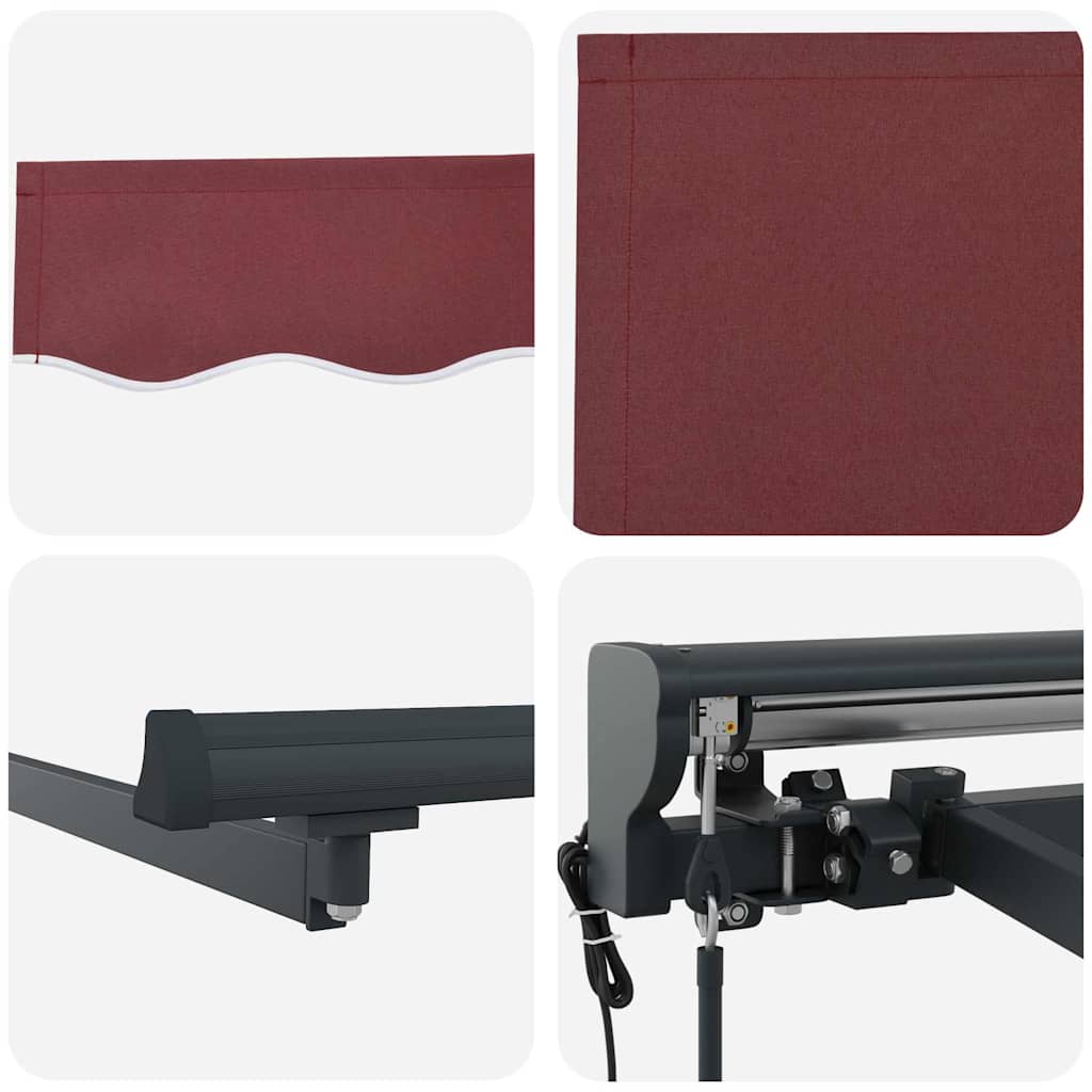 Retractable Awning Burgundy Red 350x250 cm Fabric