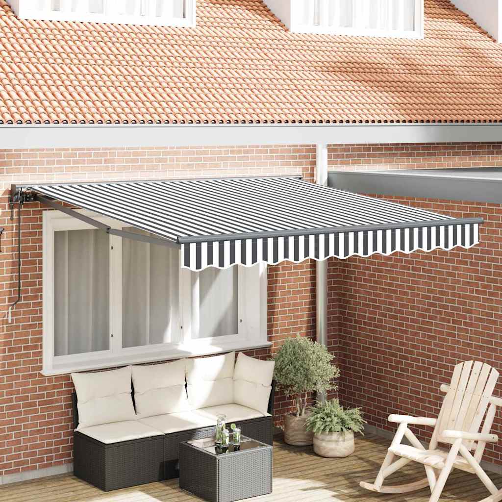 Retractable Awning Anthracite and White 350x250 cm Fabric