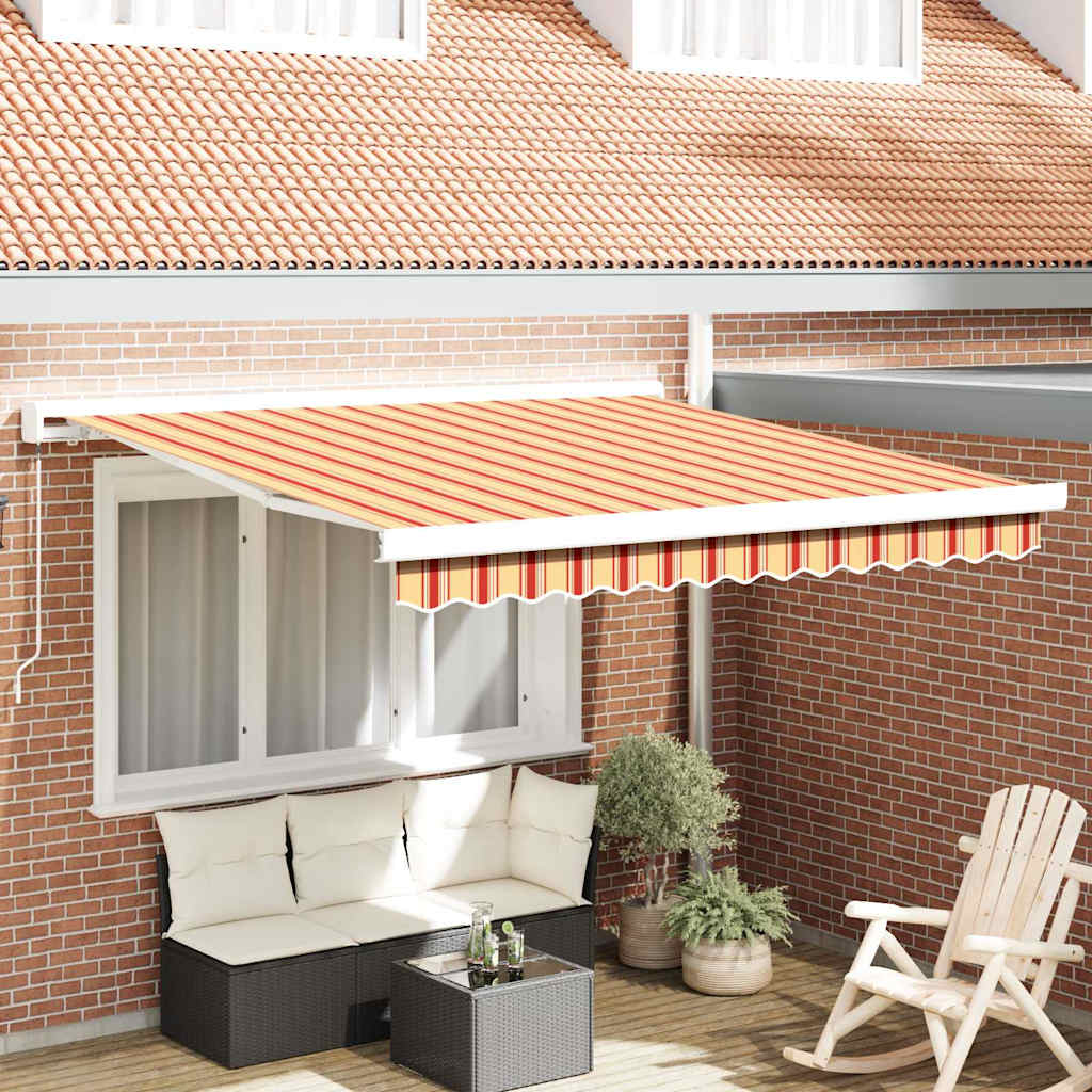 Retractable Awning Yellow, Orange 350 x 250 cm Fabric, Metal