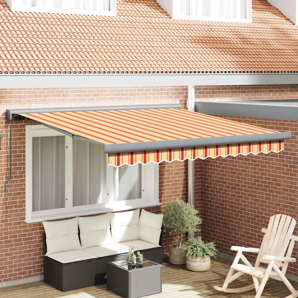 Retractable Awning Yellow, Orange 350 x 250 cm Fabric, Metal