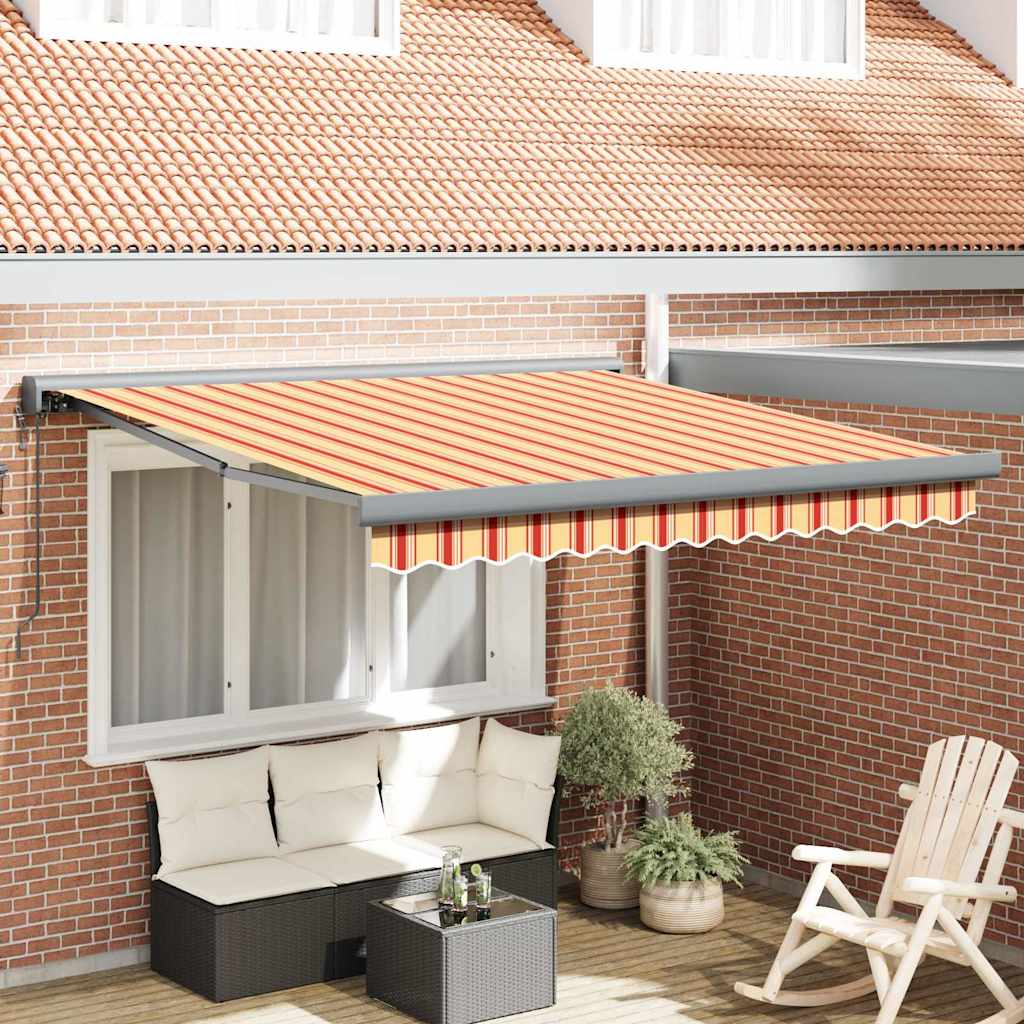 Retractable Awning Yellow and orange 350 x 250 cm Fabric, Metal