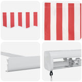 Retractable Awning Red, White 350 x 250 cm Fabric, Metal