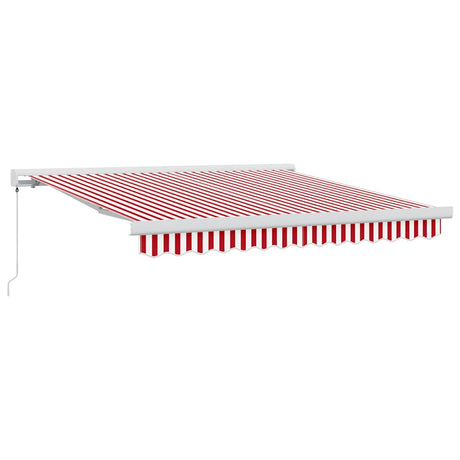 Retractable Awning Red, White 350 x 250 cm Fabric, Metal