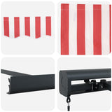 Retractable Awning Red, White 350 x 250 cm Fabric, Metal