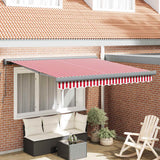 Retractable Awning Red, White 350 x 250 cm Fabric, Metal