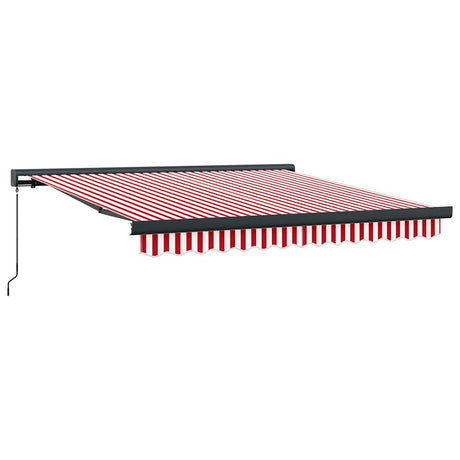 Retractable Awning Red, White 350 x 250 cm Fabric, Metal
