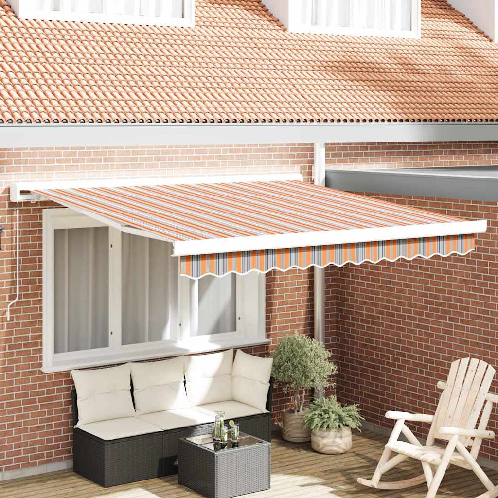 Retractable Awning Multicolour 350 x 250 cm Fabric, metal
