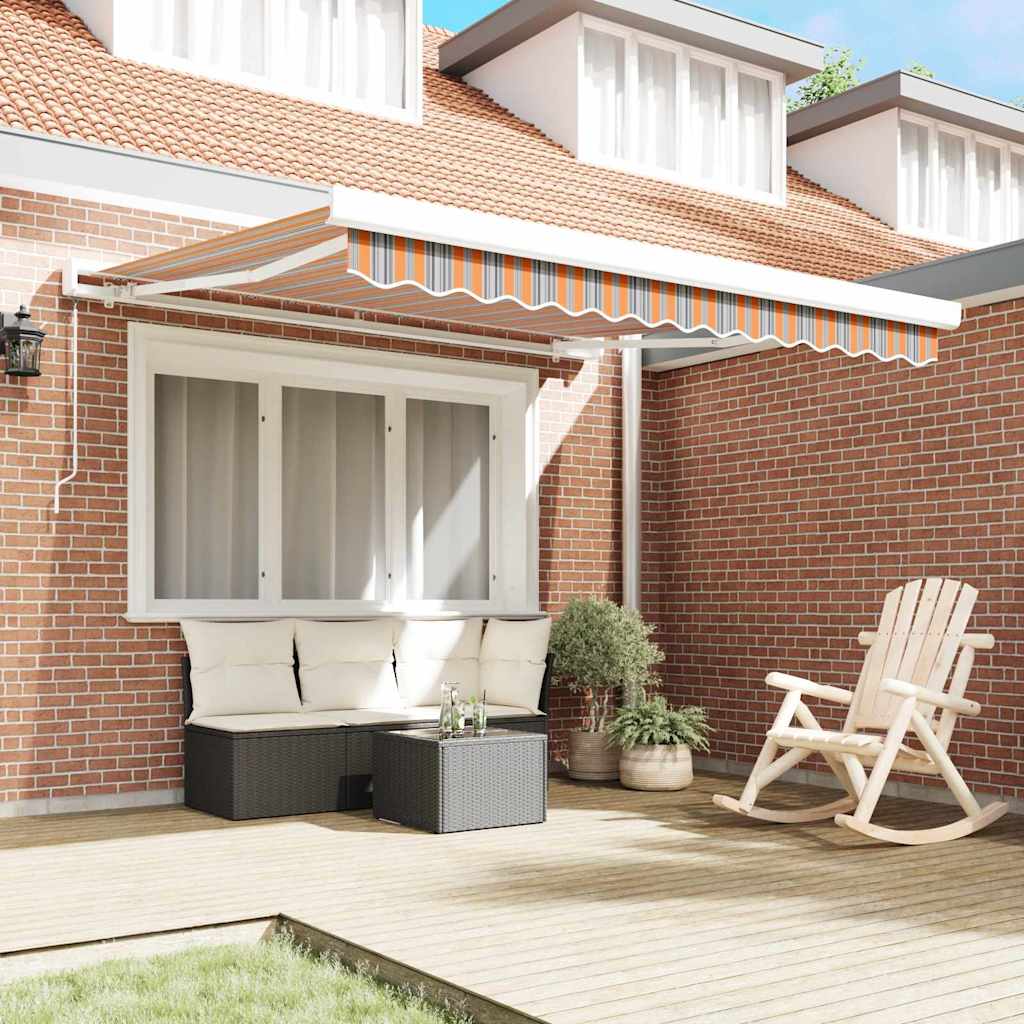 Retractable Awning Multicolour 350 x 250 cm Fabric, metal
