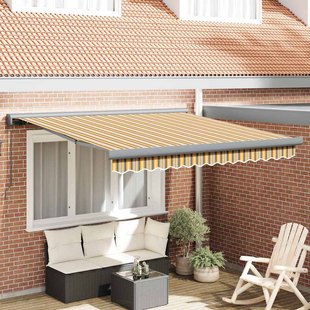 Retractable Awning Multicolour 350 x 250 cm Fabric, Metal