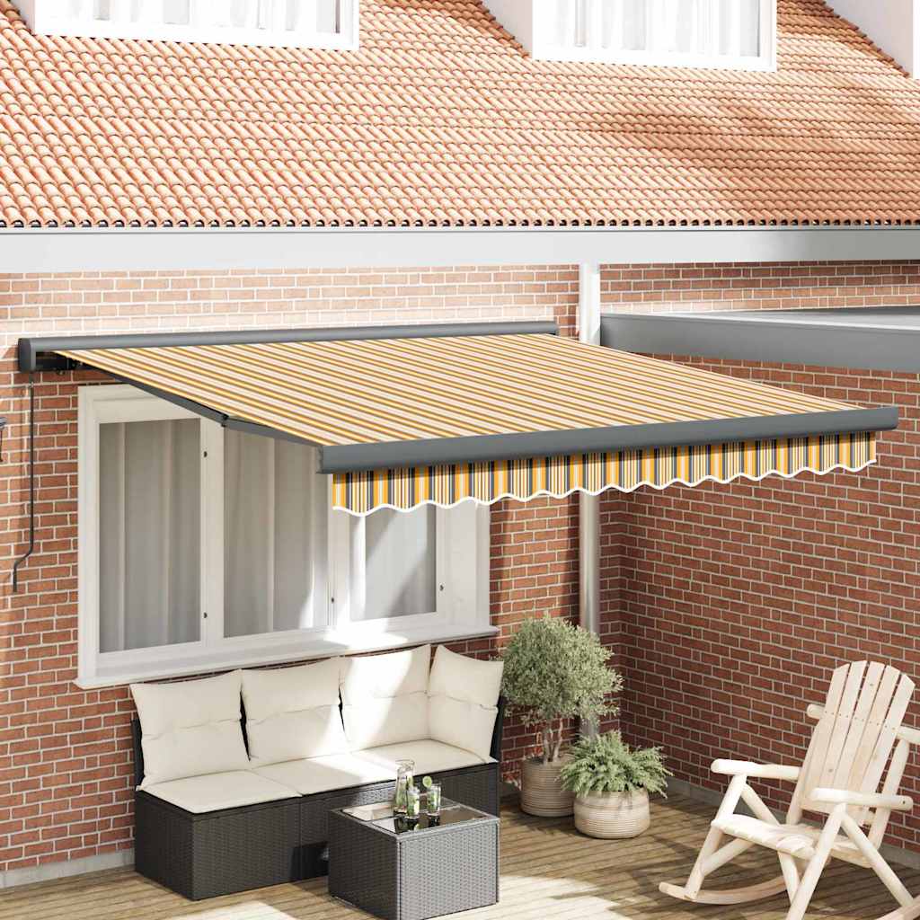 Retractable Awning Multicolour 350 x 250 cm Fabric, Metal