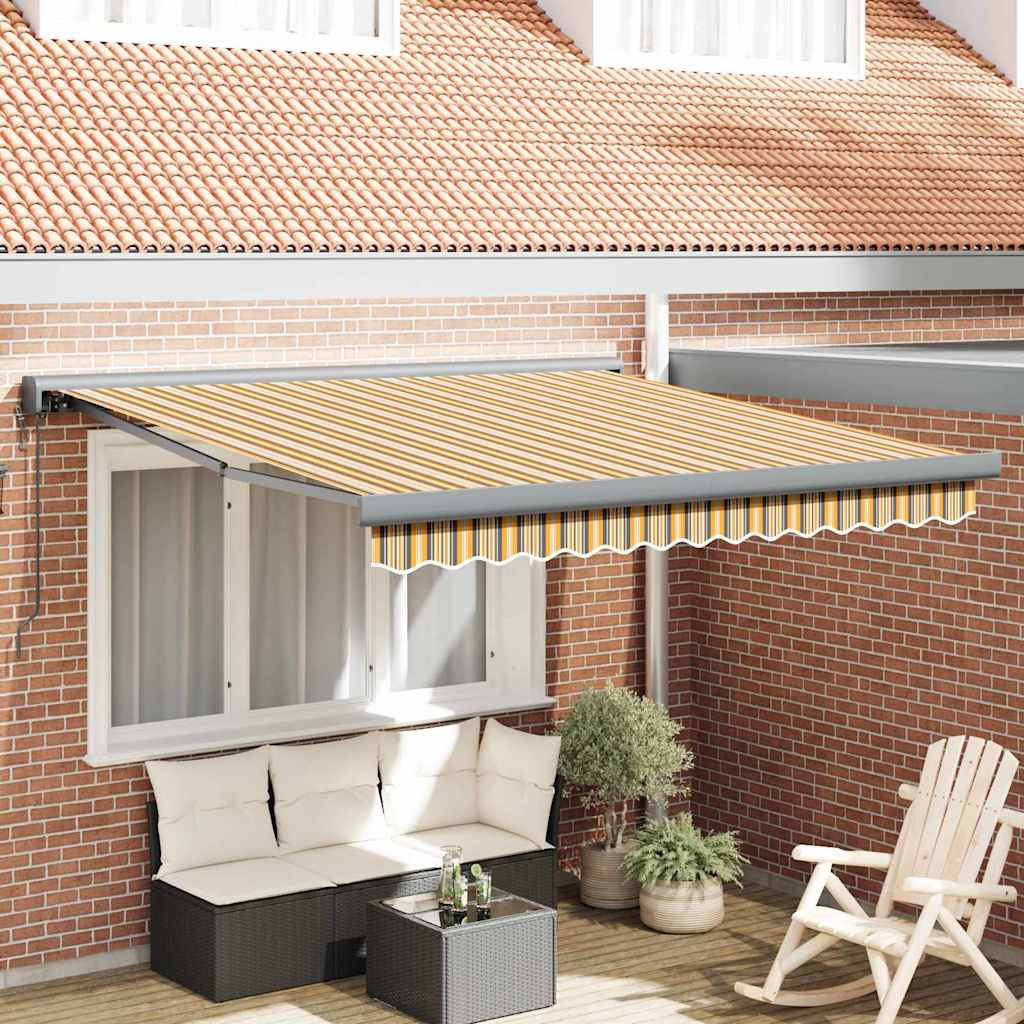 Retractable Awning Multicolour 350 x 250 cm Fabric, Metal