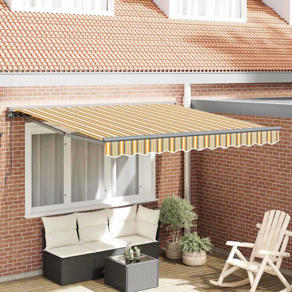 Retractable Awning Manual Multicolour Stripe 350x250 cm Fabric