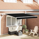 Retractable Awning Manual Black 350 x 250 cm Fabric and Steel