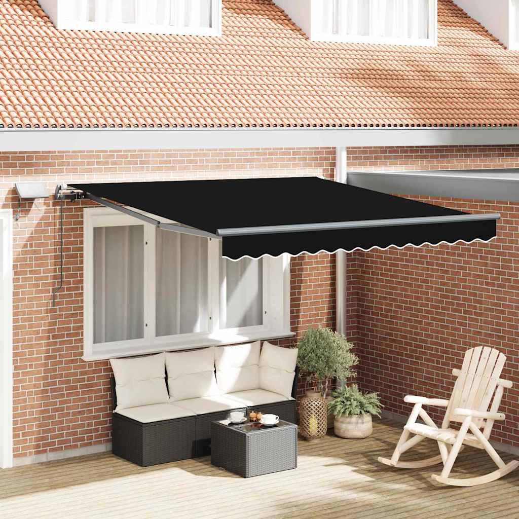 Retractable Awning Manual Black 350 x 250 cm Fabric