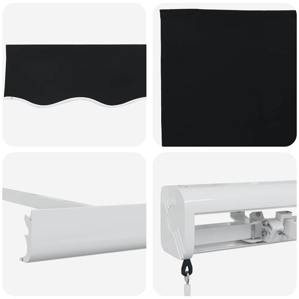 Retractable Awning Black 350 x 250 cm Fabric, Metal