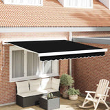 Retractable Awning Black 350 x 250 cm Fabric, Metal
