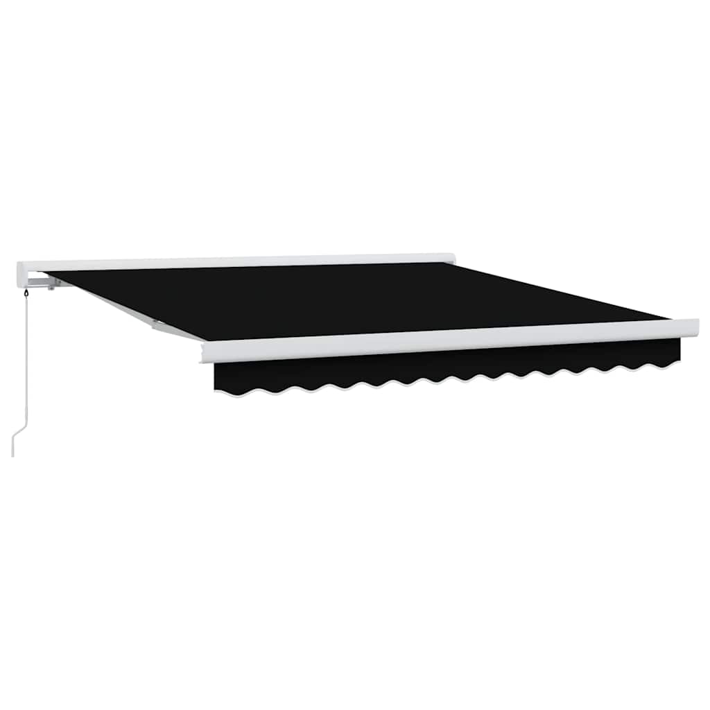 Retractable Awning Black 350 x 250 cm Fabric, Metal