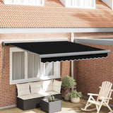 Retractable Awning Black 350 x 250 cm Fabric, Metal