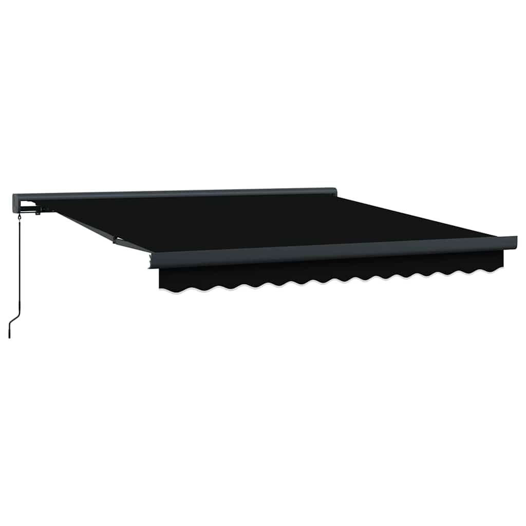 Retractable Awning Black 350 x 250 cm Fabric, Metal
