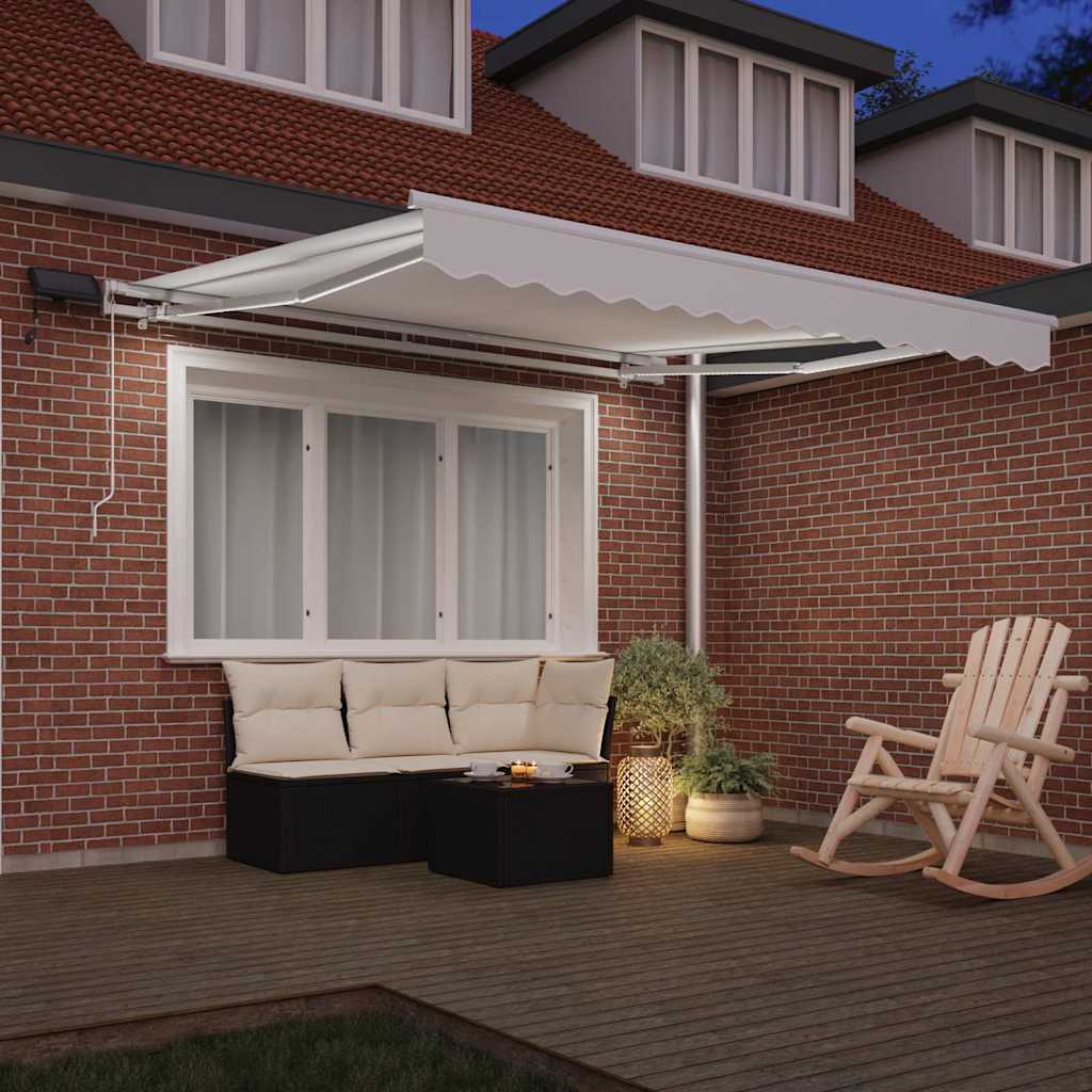 Retractable Awning Manual White 350 x 250 cm Fabric and Steel